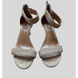 Style & Co Womens Taupe Braided Ankle Strap Heeled Sandals Size 8.5